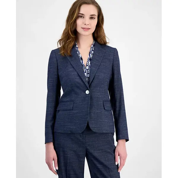 Anne Klein Womens One Button Notched Collar Jacket, Elegant Stylish Outerwear for Women