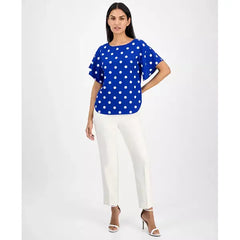 Anne Klein Womens Printed Short Sleeve Boat Neck Top, Stylish Comfortable Casual Wear