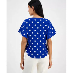 Anne Klein Womens Printed Short Sleeve Boat Neck Top, Stylish Comfortable Casual Wear