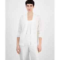 Anne Klein Womens Shadow Stripe Open Front Cardigan, Lightweight Stylish Layer for Any Season