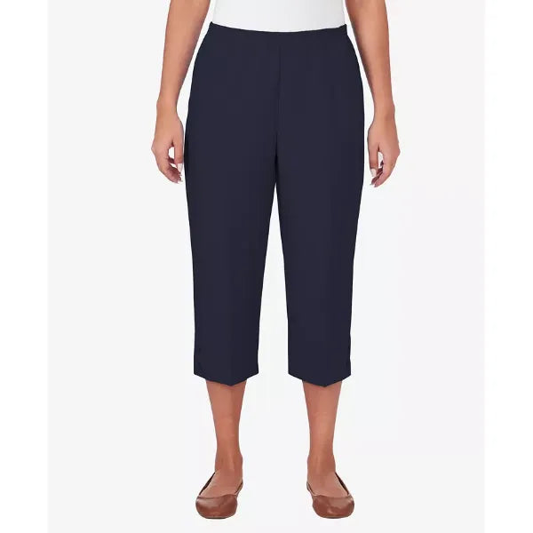 Alfred Dunner Womens Classic Button Hem Denim Capri Pant, Comfortable Stretch Jean Capris