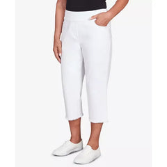 Alfred Dunner Womens Classic Denim Fringe Capri Pant, Casual Stretch Jean Capris
