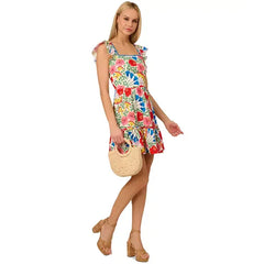 Adrianna Papell Women's Floral-Print Flutter-Sleeve Mini Dress, Red Multi