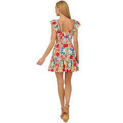 Adrianna Papell Women's Floral-Print Flutter-Sleeve Mini Dress, Red Multi