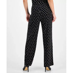 Anne Klein Pull On Wide Leg Dot Print Pants Regular and Petite, Stylish Comfortable Womens Bottoms