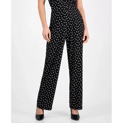 Anne Klein Pull On Wide Leg Dot Print Pants Regular and Petite, Stylish Comfortable Womens Bottoms