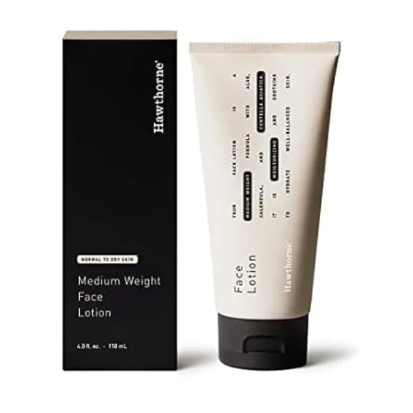 Hawthorne Men’s Medium Weight Face Lotion with Aloe and Tiger Grass Face Cream Moisturizer for Normal to Dry Skin Medium, Aloe Vera 4 FL OZ