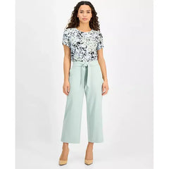 Anne Klein Petite Wide Leg Tie Front Pull On Pants, Comfortable Stylish Bottoms for Work or Casual Wear