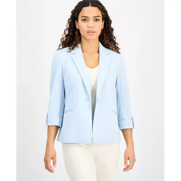 Anne Klein Petite Cool Crepe Single Button Jacket, Lightweight Polished Office Style