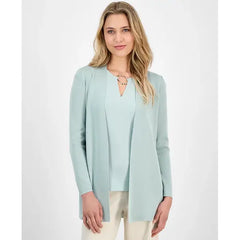 Anne Klein Womens Napa Fine Rib Pocket Cardigan, Cozy Stylish Layer for Casual or Office Wear