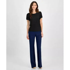 Anne Klein Womens Tulip Sleeve Crewneck Top, Stylish Elegant Casual Blouse