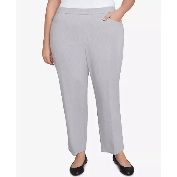 Alfred Dunner Plus Size Dress Code Comfort Allure Average Length Pants, Pearl