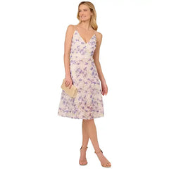Adrianna Papell Women's Printed Embellished Strap Dress, Perfect for Special Occasions
