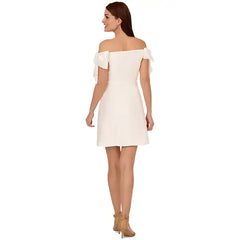 Adrianna Papell Women's Off-The-Shoulder Bow Sleeve Dress, Perfect for Elegant Occasions, Ivory