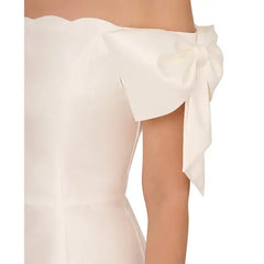 Adrianna Papell Women's Off-The-Shoulder Bow Sleeve Dress, Perfect for Elegant Occasions, Ivory