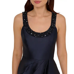 Adrianna Papell Women's Embellished-Neck Sleeveless Gown, Perfect for Elegant Evenings