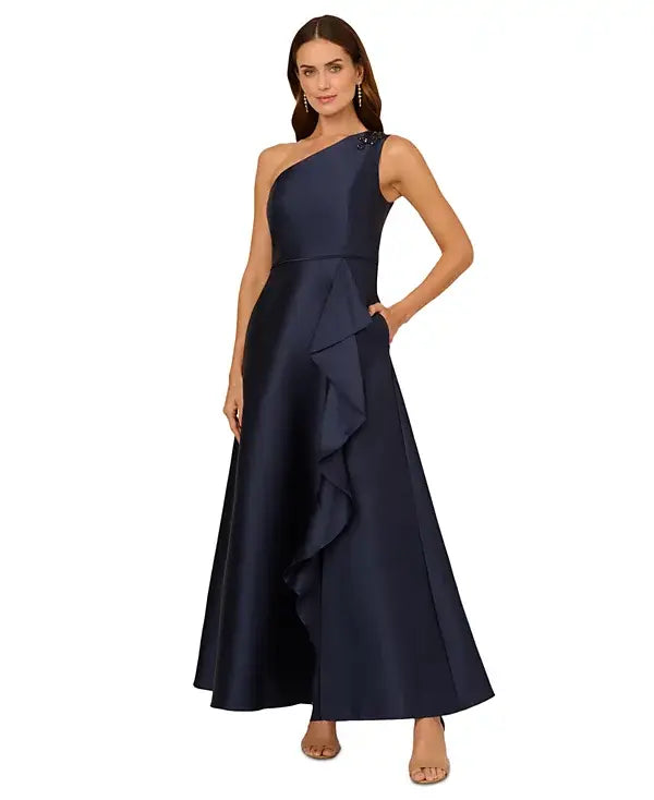 Adrianna Papell Women's Embellished One-Shoulder Sleeveless Ballgown, Perfect for Formal Events