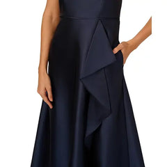Adrianna Papell Womens Embellished One Shoulder Sleeveless Ballgown, Glamorous and Elegant Style for Formal Events, Midnight