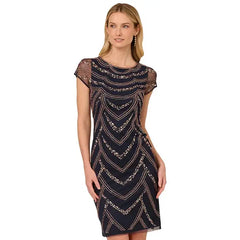 Adrianna Papell Women's Beaded Cap Sleeve Sheath Dress for Elegant and Sophisticated Style