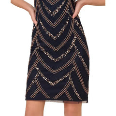 Adrianna Papell Women's Beaded Cap Sleeve Sheath Dress for Elegant and Sophisticated Style