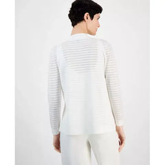 Anne Klein Womens Shadow Stripe Open Front Cardigan, Lightweight Stylish Layer for Any Season