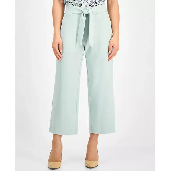 Anne Klein Petite Wide Leg Tie Front Pull On Pants, Comfortable Stylish Bottoms for Work or Casual Wear