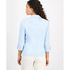Anne Klein Petite Cool Crepe Single Button Jacket, Lightweight Polished Office Style