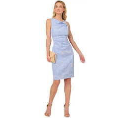 Adrianna Papell Women's Metallic Stretch Jacquard Dress, Perfect for Sophisticated Events