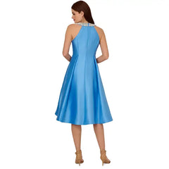 Adrianna Papell Beaded Neck Mikado Dress for Elegant and Timeless Evening Style