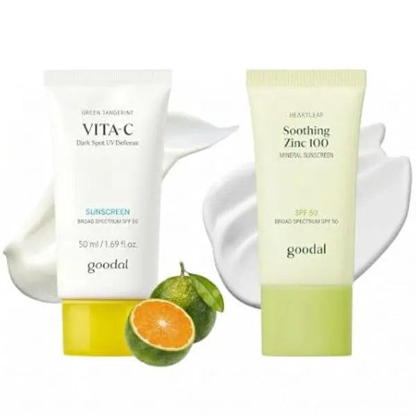 GOODAL Vita-C Dark Spot Sunscreen + Heartleaf Soothing Zinc 100 Mineral Sunscreen