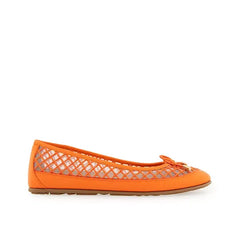 Aerosoles Women's Palma Round Toe Ballet Flats, Stylish Comfortable Everyday Shoes,Bright Orange Mesh