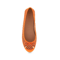 Aerosoles Women's Palma Round Toe Ballet Flats, Stylish Comfortable Everyday Shoes,Bright Orange Mesh