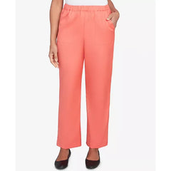 Alfred Dunner Women's Catalina Island Classic Balanced Side Pocket Short Length Pants, Tangerine