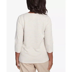 Alfred Dunner Petite Catalina Island Bold Medallion Stripe Top, Linen