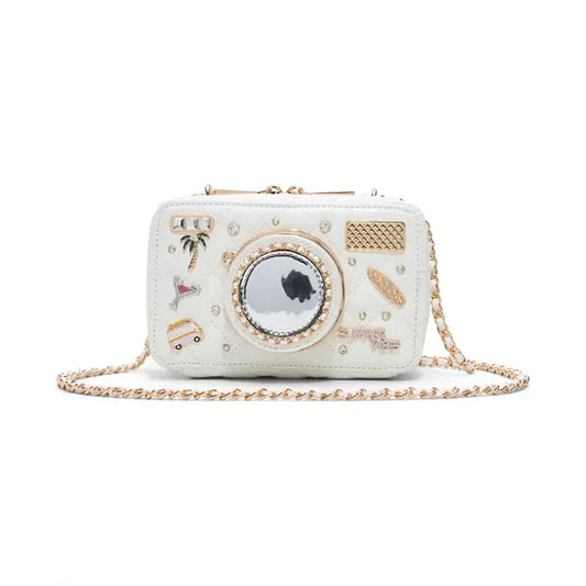 ALDO Caamy Novelty Small Handbags, Stylish Compact Handbag for Women, White