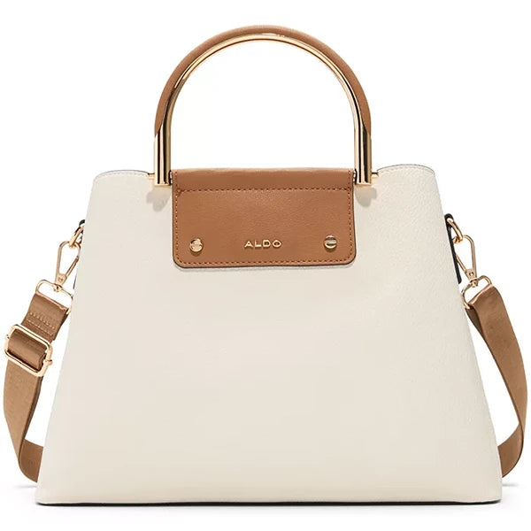 ALDO Sloana Small Satchel Bag, Chic and Compact Handbag for Everyday Style , Beige Overflow