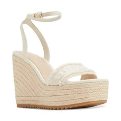 ALDO Women's Aberitram Two-Piece Espadrille Wedge Sandals, Comfortable Stylish Wedges , White Woven
