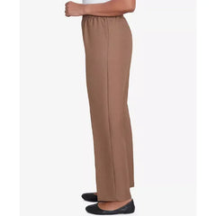 Alfred Dunner Women's Classic Textured Proportioned Medium Pant, Taupe
