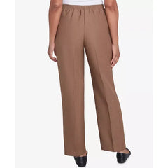 Alfred Dunner Women's Classic Textured Proportioned Medium Pant, Taupe