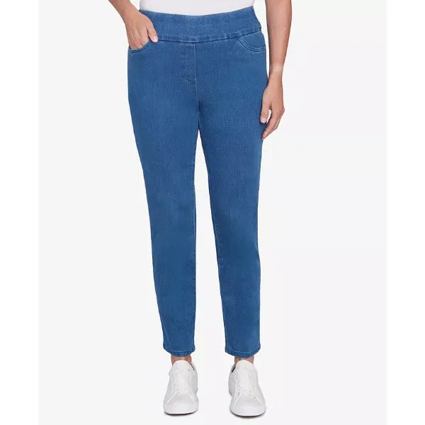 Alfred Dunner Women's Super Stretch Mid- Rise Average Length Denim Pant