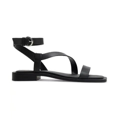 ALDO Women's Grugar Strappy Square Toe Flat Sandals, Stylish Summer Footwear, Charcoal