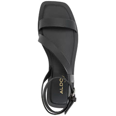 ALDO Women's Grugar Strappy Square Toe Flat Sandals, Stylish Summer Footwear, Charcoal