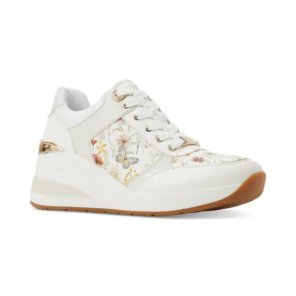 ALDO Women's Iconistep Lace-Up Wedge Jogger Sneakers, Stylish and Comfortable Elevated Sneakers, Ivory Multi