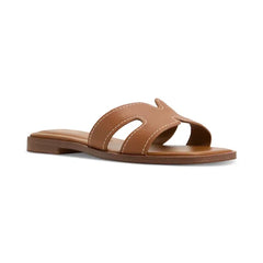 ALDO Women's Itsandal Cutout Slide Flat Sandals, Comfortable and Stylish Summer Footwear, Cognac