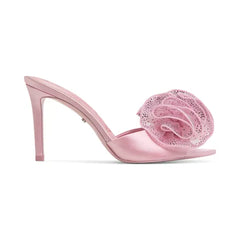 ALDO x Disney Womens Auroramule Ruffle High Heel Dress Sandals, Elegant Heels , Light Pink Satin