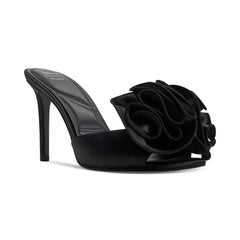 ALDO x Disney Womens Maleficent Mule Ruffled High Heel, Dress Sandals , Black Satin