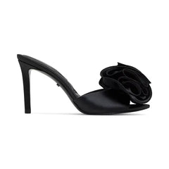 ALDO x Disney Womens Maleficent Mule Ruffled High Heel, Dress Sandals , Black Satin