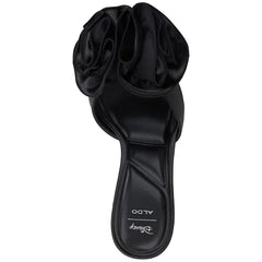 ALDO x Disney Womens Maleficent Mule Ruffled High Heel, Dress Sandals , Black Satin