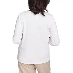 Alfred Dunner Petite Floral-Embroidered Split-Neck Top, Ivory