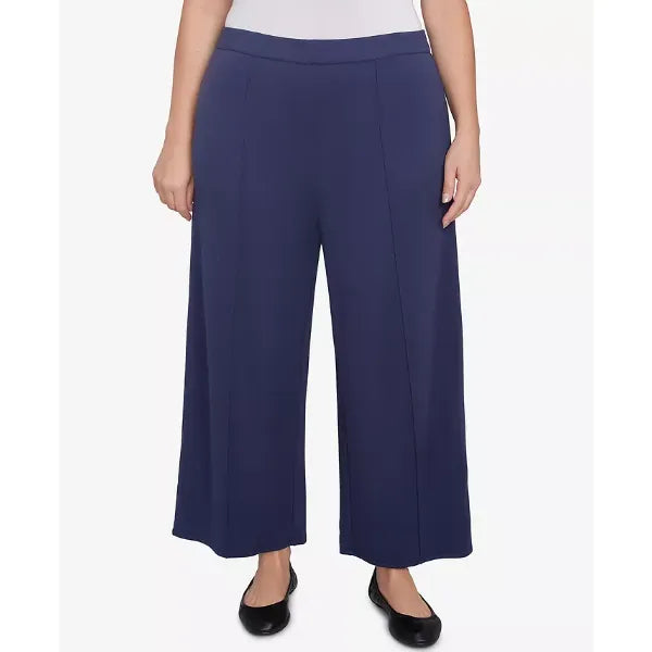 Alfred Dunner Plus Size Nantucket Pleated Wide Leg Ankle Pants